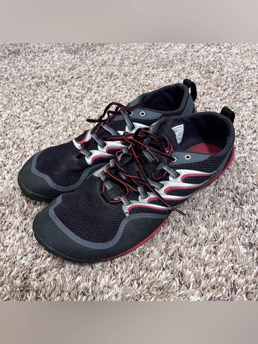 Merrell Trail Glove Black Mens 11 Barefoot Trail Running Shoes Black Red Vibram